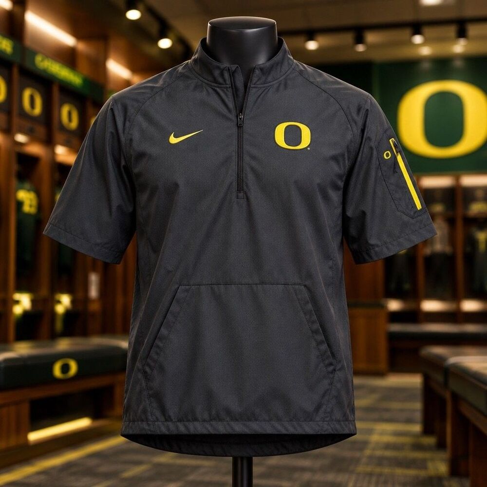 Nike Oregon Ducks Football Coaches Short Sleeve Pullover 2XL Black Quarter Zip